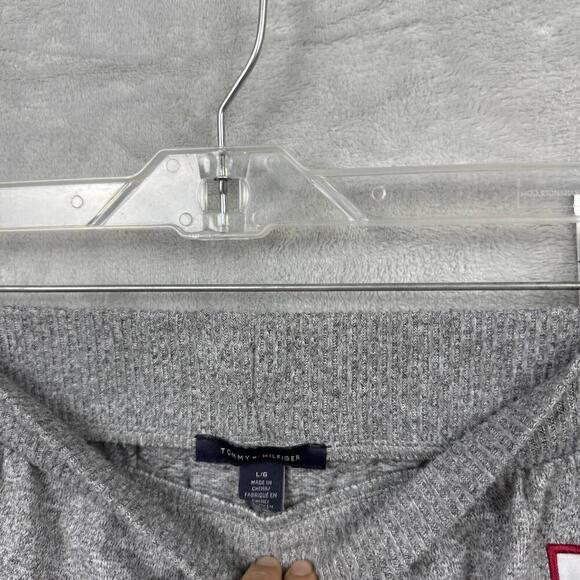 Tommy Hilfiger Gray Jogger Sweatpants Women Size L Plaid Stripe Lounge Pant Soft - Picture 4 of 8